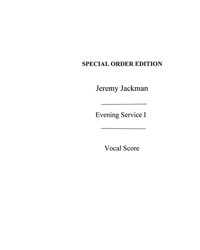 Evening Service No. 1 — Jeremy Jackman