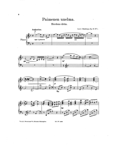 Paimenen unelma/Herdens dröm, op. 31/1 — 莱维·马代托亚
