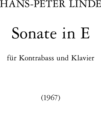 Sonata E for Double Bass — Hans-Peter Linde