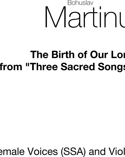 The Birth of Our Lord — Bohuslav Martinů