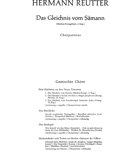 Drei Gleichnisse aus dem Neuen Testament — Hermann Reutter