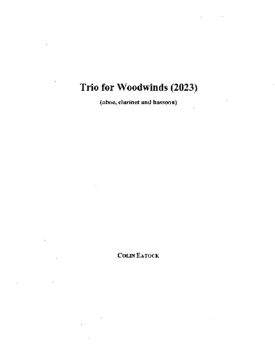Trio for Woodwinds (2023) — Colin Eatock
