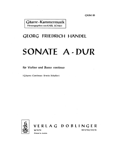 Sonata in A major, op. 1/3 — 亨德尔