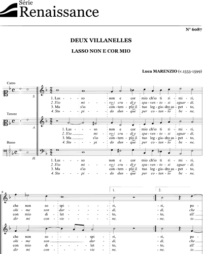 Deux villanelles — Luca Marenzio