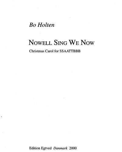 Nowell Sing We Now — Bo Holten