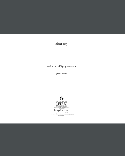 Cahier d'Epigrammes — Gilbert Amy