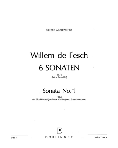 Sonata No. 1 in F major, op. 6 — Willem de Fesch