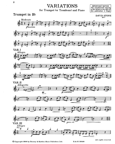 Variations for Trumpet — David Stone