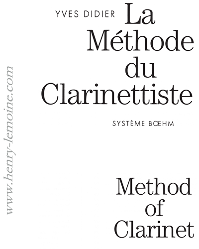 La Méthode du Clarinettiste — Yves Didier