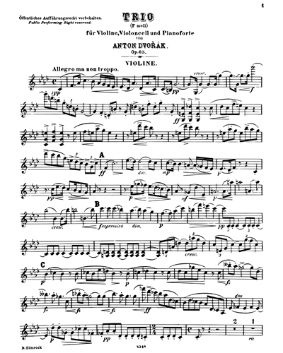 Piano Trio in F minor, op. 65 — 德沃夏克