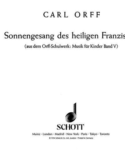 Sonnengesang des heiligen Franziskus — Carl Orff
