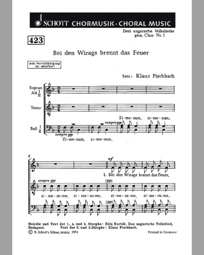 Drei ungarische Volkslieder — Klaus Fischbach