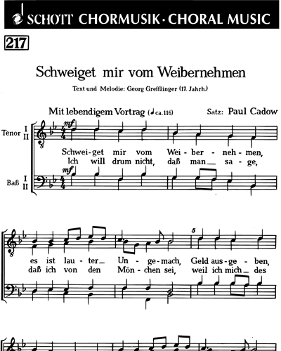 Schweiget mir vom Weibernehmen — Paul Cadow