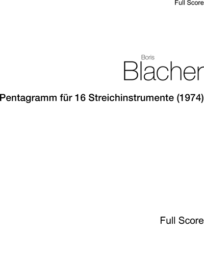 Pentagramm für 16 Streichinstrumente (1974) — 布拉赫尔