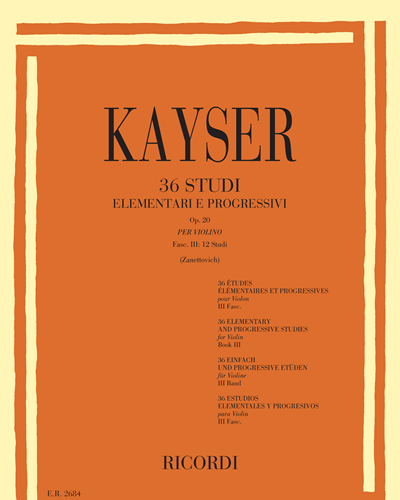 Thirty-six Elementary and Progressive Studies, op. 20, Book III: Twelve Studies — Heinrich Ernst Kayser