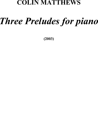 Three Preludes — Colin Matthews