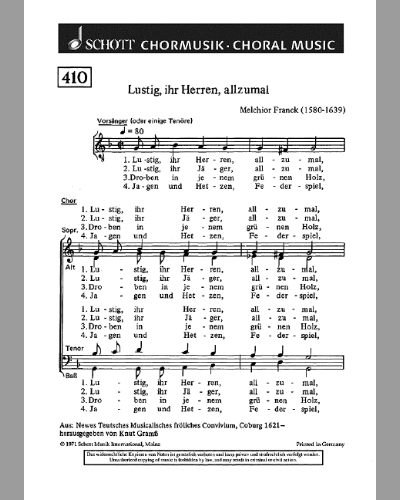 Lustig, ihr Herren, allzumal — Melchior Franck