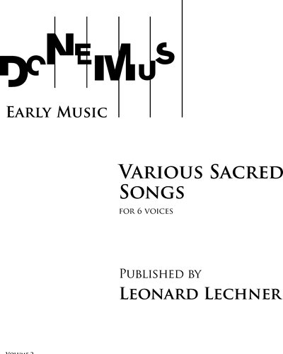 Various Sacred Songs (Volume 2) — Leonhard Lechner