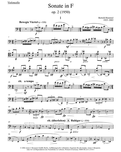 Sonata in F, op. 2 — Bertold Hummel