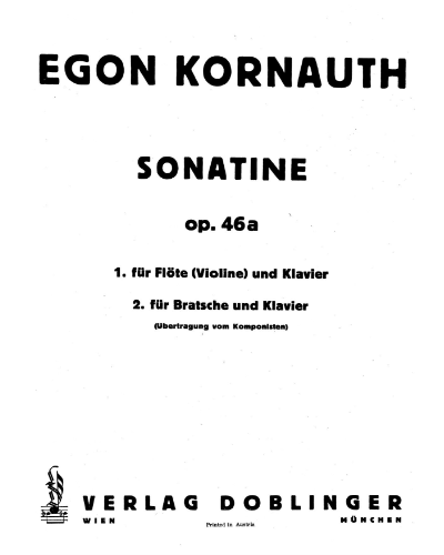 Sonatina, op. 46a — Egon Kornauth