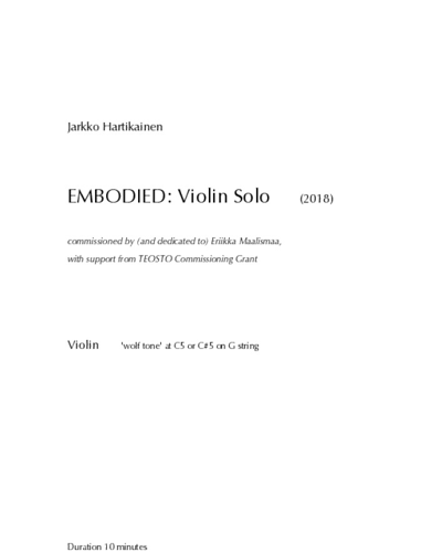 EMBODIED: Violin Solo — Jarkko Hartikainen