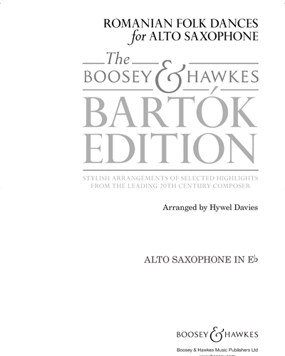 Romanian Dances for Alto Saxophone — Béla Bartók