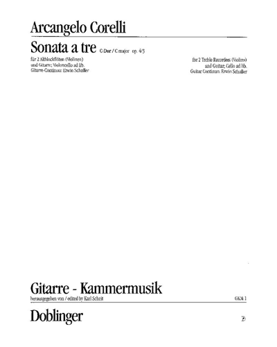 Trio Sonata in C major, op. 4/3 — 佚名