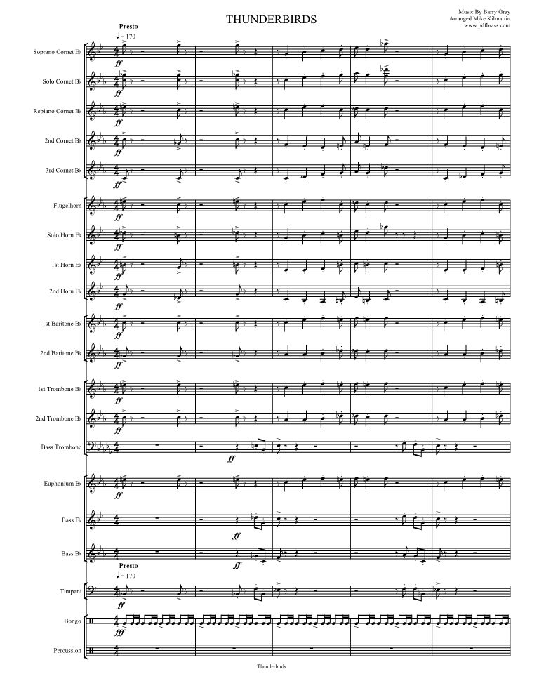 Thunderbirds - for Brass Band — Barry Gray