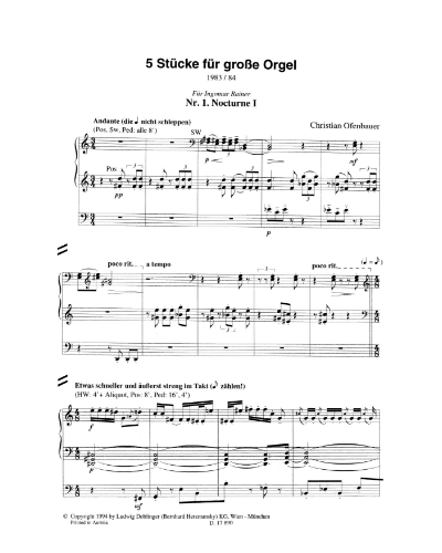 Five pieces for large organ — Christian Ofenbauer