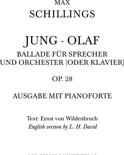 JUNG - OLAF Op. 28 — Max von Schillings