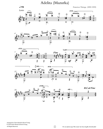 Adelita (Mazurka) — 塔雷加