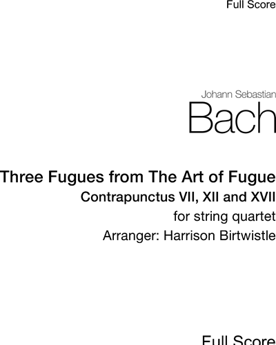 Three Fugues from The Art of Fugue — 巴赫
