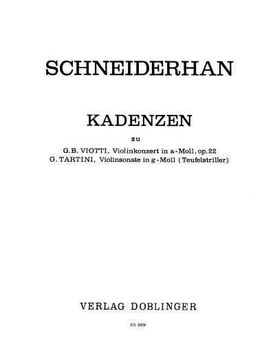 Cadenza for Viotti Violin Concerto in A minor, No. 22 — Wolfgang Schneiderhan