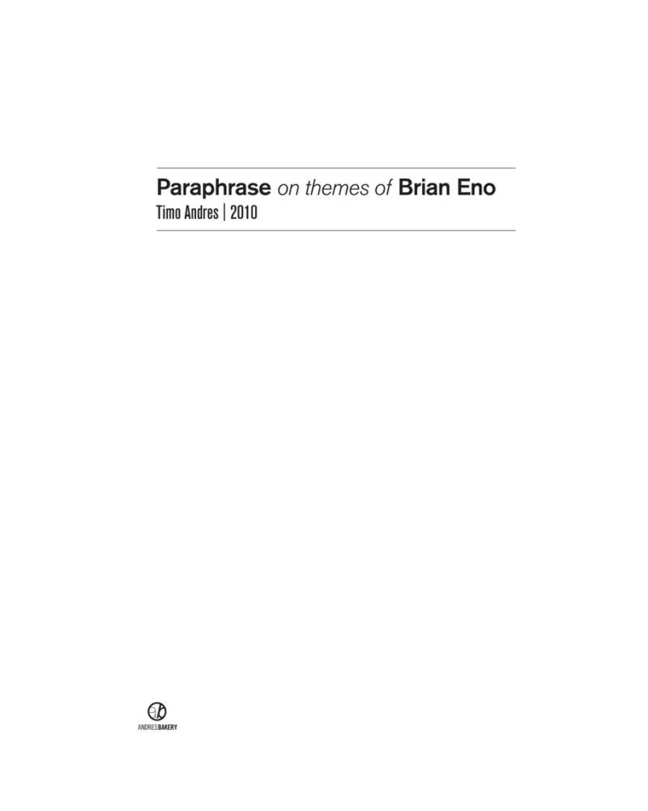 Paraphrase on Themes of Brian Eno — Timo Andres