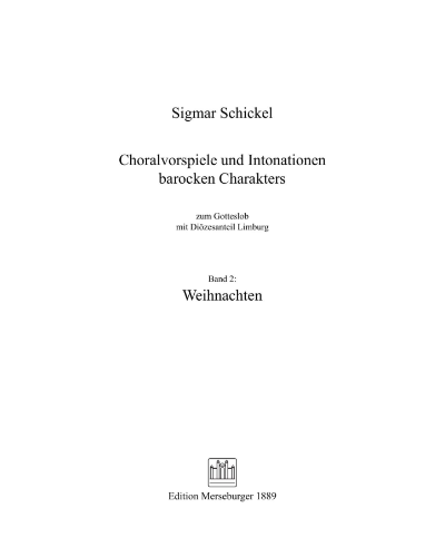 Chorale Preludes and Intonations in the Baroque Style, Vol. 2: Christmas — Sigmar Schickel