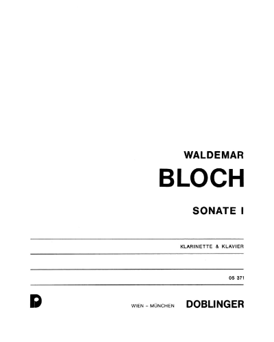Sonata I — Waldemar Bloch