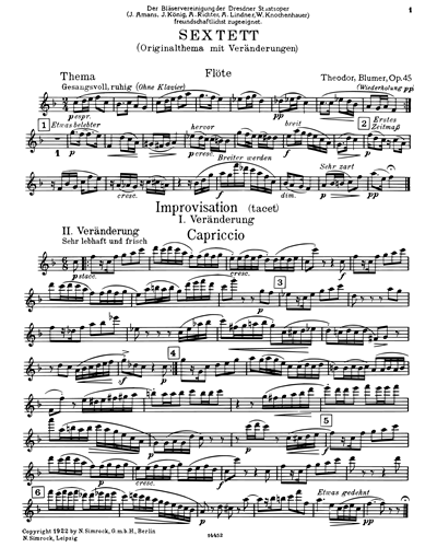 Sextet in F major, op. 45 — Theodor Blumer