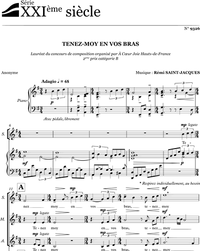 Tenez-moy en vos bras — Rémi Saint-Jacques
