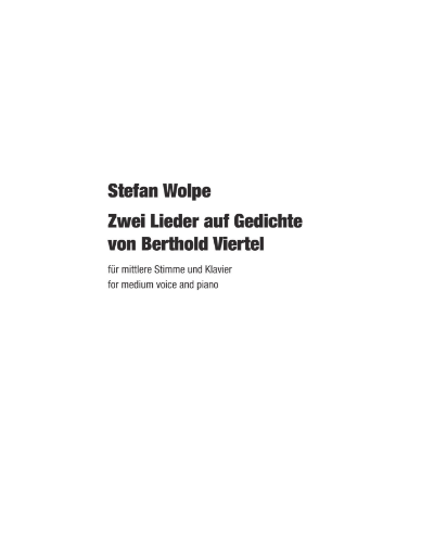 Two Songs on Poems by Berthold Viertel — Stefan Wolpe