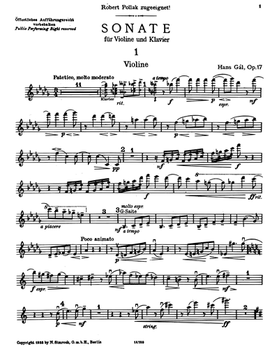 Violin Sonata No. 1, op. 17 — Hans Gál