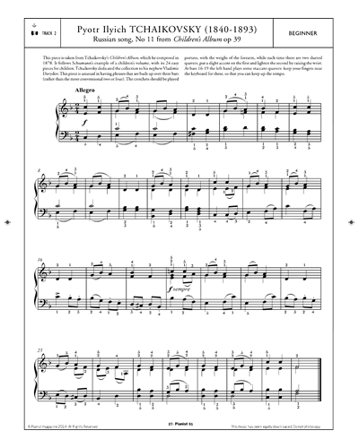 Russian Song (No. 11 from 'Children's Album, op. 39') — 柴可夫斯基