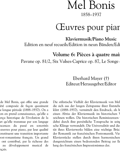 Piano Music, Vol. 6 - 'Pieces à Quatre Mains' — Mel Bonis