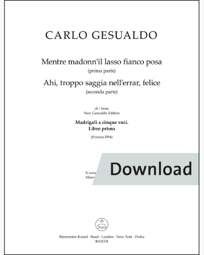 Mentre madonn’il lasso fianco posa (prima parte) / Ahi, troppo saggia nell’errar, felice (seconda parte) — 杰苏阿尔多