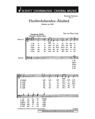 Fränkische Volkslieder — Hans Lang