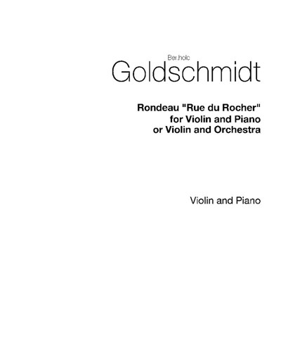 Rondeau "Rue du Rocher" — Berthold Goldschmidt