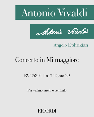 Concerto in Mi maggiore RV 268 F. I n. 7 Tomo 29 — Antonio Vivaldi