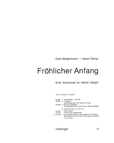 Fröhlicher Anfang, Book 5 — Gretl Biedermann