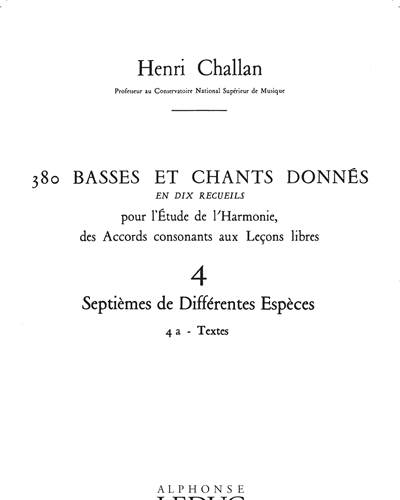 380 Basses Et Chants Donnes Vol. 4 en dix recueils — Henri Challan