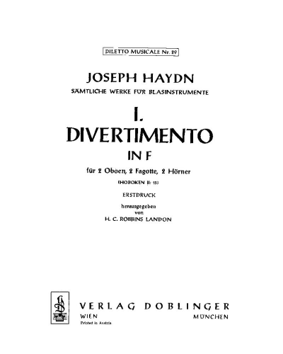 Divertimento No. 1 in F major, Hob. II:15 — 海顿