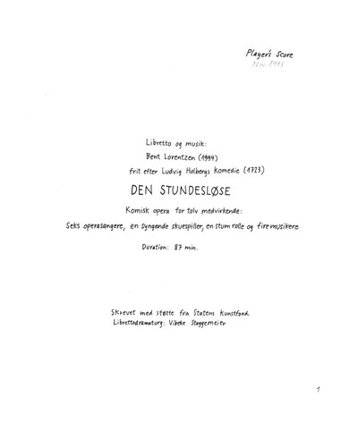 Den stundesløse — Bent Lorentzen